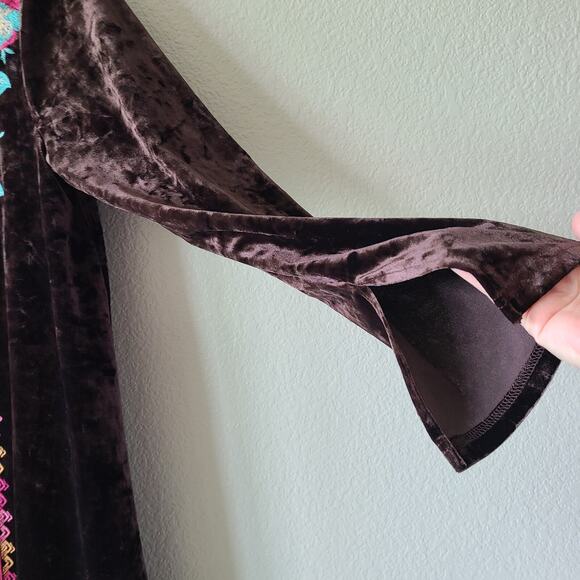 Velvet Embroidered Boho Women Dress Size Small   Festival Hippie Indie Andree - Picture 5 of 12